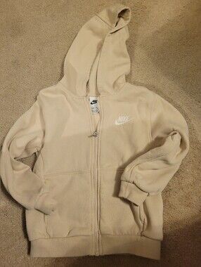 Nike Kids Beige Full-Zip Hooded Sweatshirt